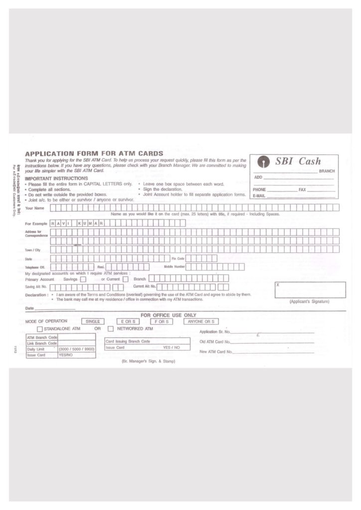 sbi application form pdf