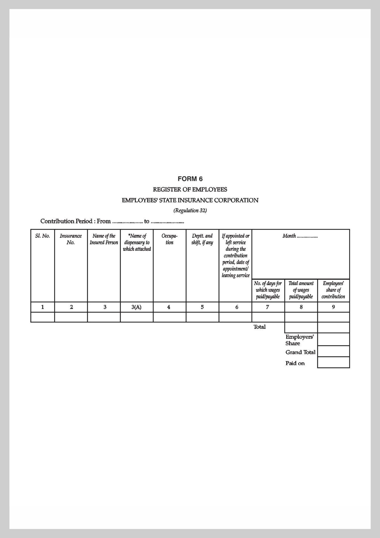 ESIC Form 6