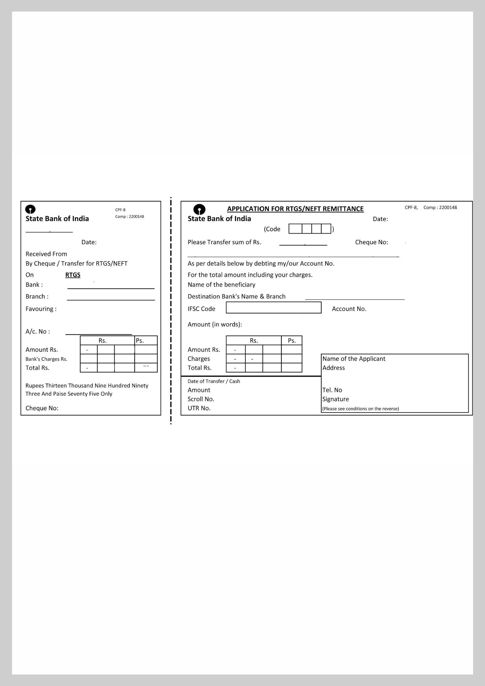 SBI NEFT Form PDF