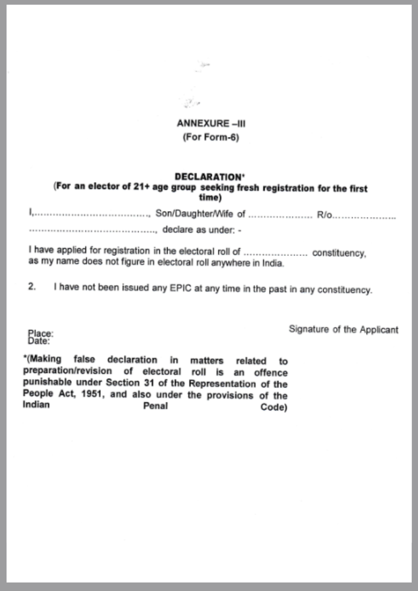 Age Declaration Form PDF