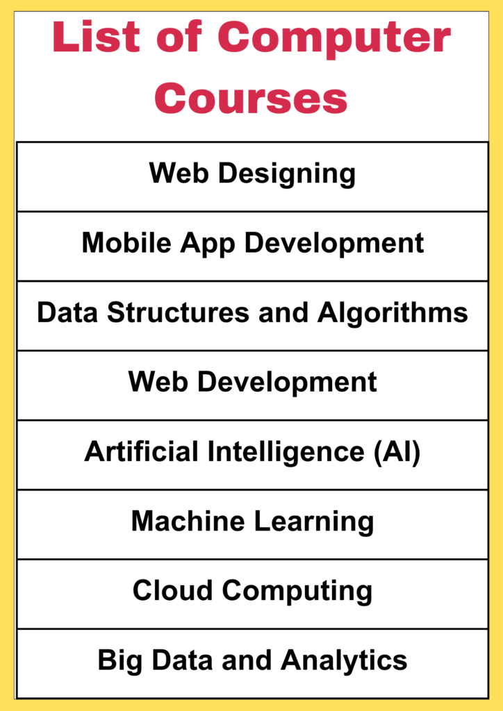 All Computer Courses Name List PDF