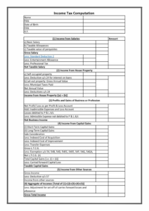 Income Tax Computation Format PDF