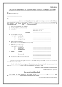 Sukanya Samriddhi Yojana Form PDF