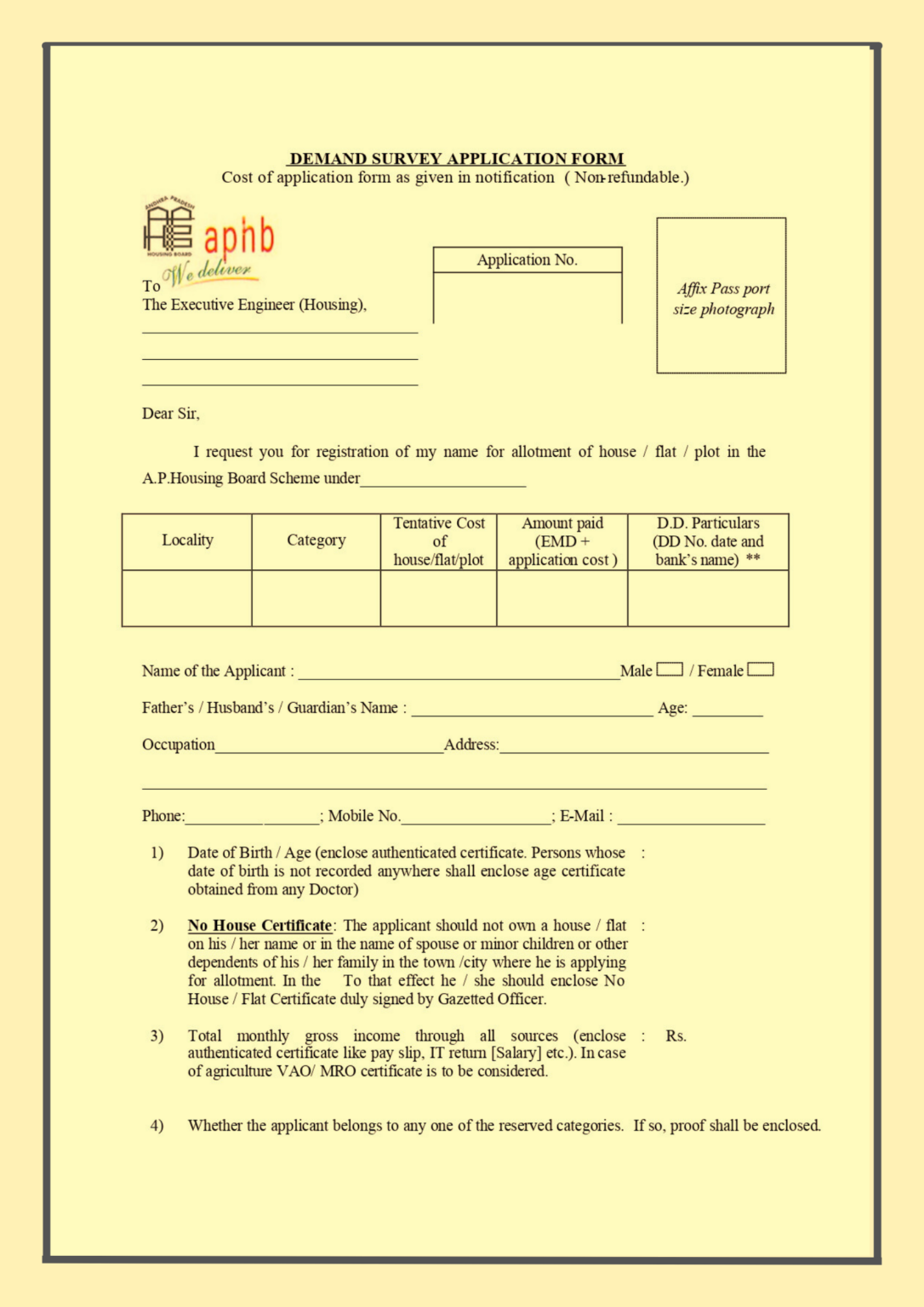 AP Housing Application Form PDF housing ap gov in